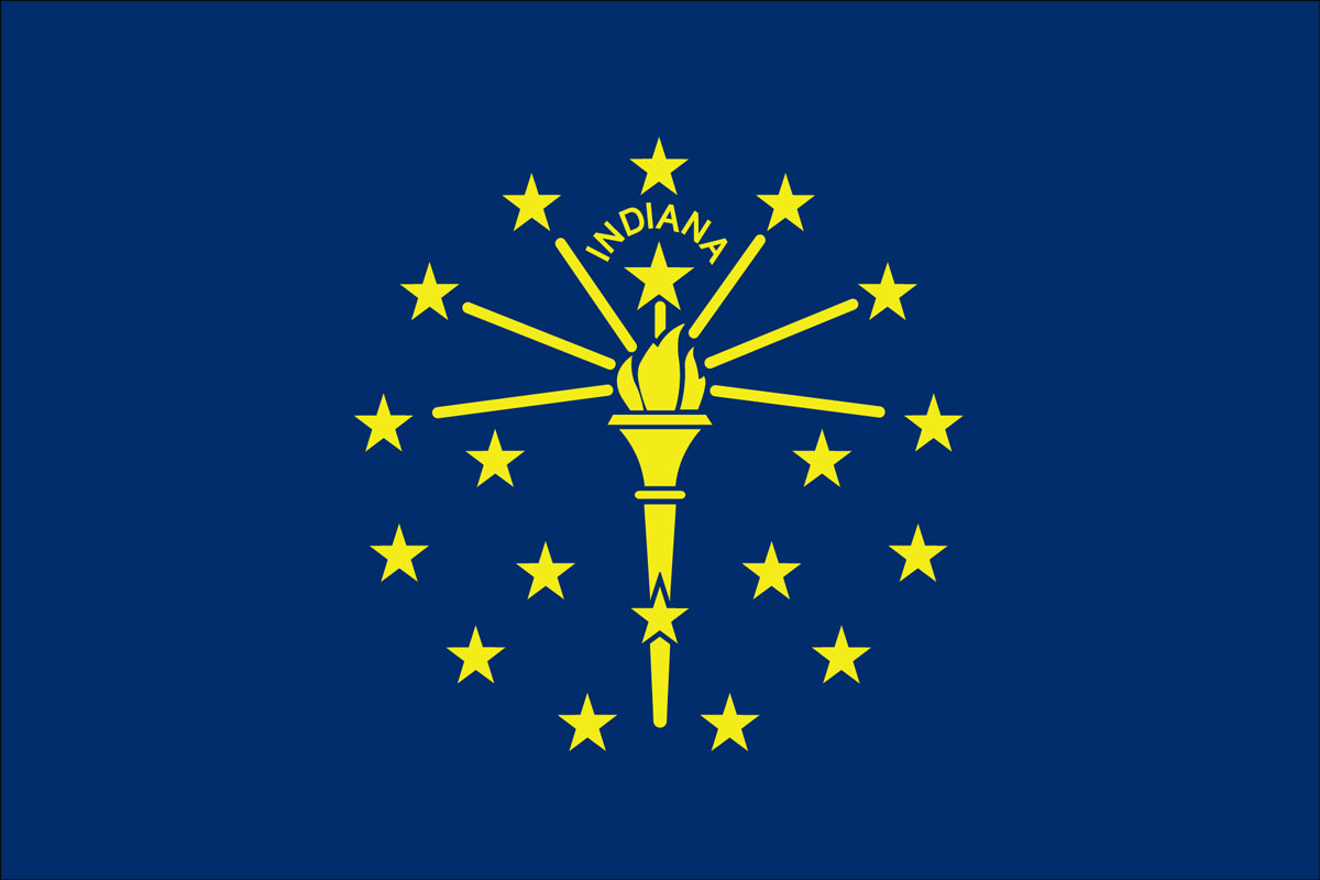 12x18" Nylon flag of State of Indiana
